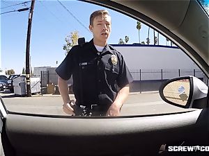 CAUGHT! black nymph gets squirted inhaling off a cop
