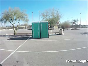 Porta Gloryhole plump mega-bitch in public GH