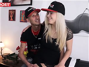 ash-blonde babe Gets poked hard-core on audition couch